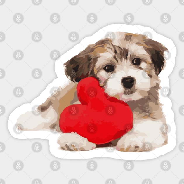 Dog is my Valentine Sticker by Glenn Landas Digital Art